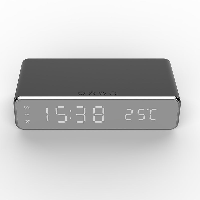 LED Alarm Clock with Wireless Charger, Thermometer, and Mirror Display - Modern Marketplace