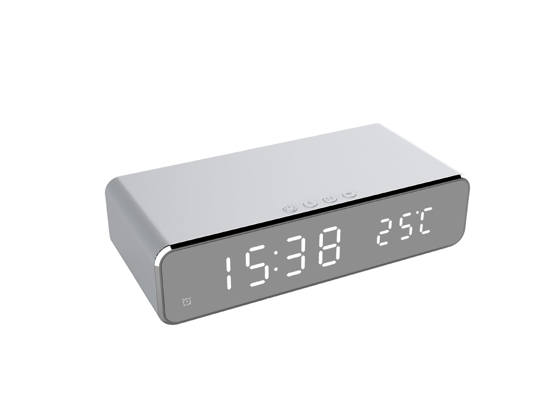 LED Alarm Clock with Wireless Charger, Thermometer, and Mirror Display - Modern Marketplace